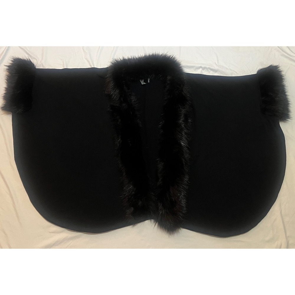 Dolce Cabo Womens S/M Black Faux Fur Trim Poncho Cape Cardigan Winter